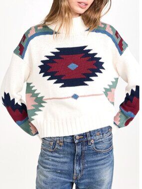 The Upside Pacha Clara Knit Crew Organic Cotton Sweater Southwestern Aztec